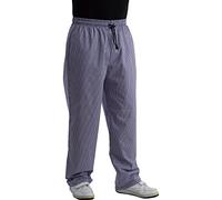 Chefs Blue & White Polycotton Checked Trousers with Elasticated Waist (Medium)