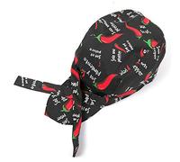 Chefs Cap Fashion Kitchen Cook Hats Hotel Chef Waiter Work Cap Canvas Elastic Skull Cap Pirate Cap Professional Catering Chef Hat Bandana Cap Ribbon Cap Turban (Red Pepper)