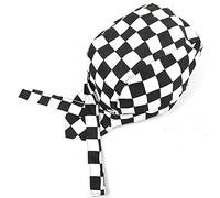 Chefs Cap SUPERTOOL Fashion Kitchen Cook Hats Hotel Chef Waiter Work Cap Canvas Elastic Skull Cap Pirate Cap Professional Catering Chef Hat Bandana Cap Ribbon Cap Turban (Black and White Grid)