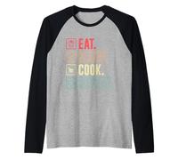 Chefs EAT Sleep Cook Repeat Gastronomer Funny Restaurant Raglan Baseball Tee