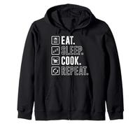 Chefs EAT SLEEP COOK REPEAT Gastronomer Funny Restaurant Zip Hoodie
