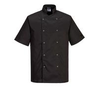 Portwest Cumbria Chefs Short Sleeve Jacket Black XL