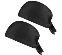 Chef's Hat with Adjustable Band,2 Pcs Kitchen Cook Hats,Black Hats Hotel Waiter Work Cap Catering Chef Bandana Hat Skull Cap Restaurant Cook Headwear for Men