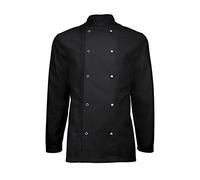 CHEFS JACKET, BLACK BANQUET COAT WITH STUD FASTENING, RESTAURANT CLOTHING, UNISEX,INS16 (LARGE)