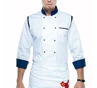 Chefs Jacket Kitchen for Men and Women Unisex Chef Jacket Long Sleeve Men Women Cook Coat, Restaurant Waiter Uniform Breathable Kitchen Baker Wear Shirt (Color : Blue, Size : A(M))
