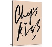 Chef's Kiss Kitchen Print, Modern Black & White Wall Art Framed Canvas Print, Pictures for Home Walls, Bedroom, Living Room & Bathroom Decor 31x20cm (12x8in)