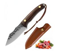 Chef's Knife Handmade Forged Kitchen Knives 4'' High Carbon Steel Cooking Knife with Leather Sheath and Full Tang Ergonomic Handle