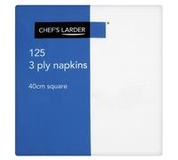 Chefs Larder 125 3 Ply Napkins 40cm Square White
