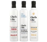 Chefs Life Finishing Oil - Olive Oil Extra Virgin, 100% Extra Virgin Olive Oil, Pure EVOO, Perfect for Dressing, Drizzle, Dipping, Non GMO - 16.9 Fl Oz (1 Bottle) (16.9 Fl Oz (Pack of 3), Variety)