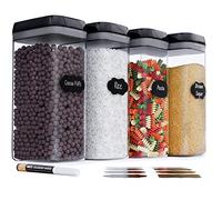 Chef's Path Airtight Food Storage Boxes with Labels - Kitchen Storage - Flour, Cereal, Pasta - Plastic Storage Boxes with Lids (4pcs-3.2L)