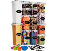 Chef's Path Kitchen Storage Box - Set of 14 Airtight Food Containers - Kitchen and Pantry Organisation - BPA-Free Plastic Food Storage Box - Labels, Marker and Spoons