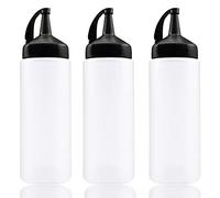 Chef's Squeeze Bottle,Pack of 3 (Small) 3PACK Plastic Squeeze Bottles,175ml Plastic Squeeze Squirt Condiment Bottles With Leak-Proof Cap,Condiment Squeeze Bottle For Kitchen Use