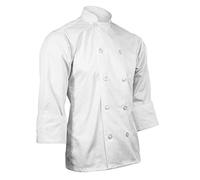 ChefsCloset Unisex Long Sleeve Button Chef Jacket Chef Coat, White, S