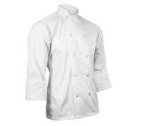 ChefsCloset Unisex Long Sleeve Button Chef Jacket Chef Coat - White - XL