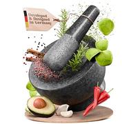 ChefSofi Mortar and Pestle Set - Black Polished Exterior - 1.5 Cup Capacity
