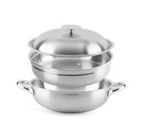 CHEFWIN 316 Stainless Steel 11-Inch 4.5 Quart Heavy Duty Wok pan with Lid and Steamer, Stir Fry Pan, 5Ply, Induction Cookware, Dishwasher Safe, Oven Safe