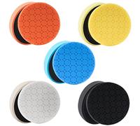 CHEGIF 5.5 Inch Buffing Polishing Pads Kit, 5 Pack, Rubber, Medium Grit, Compatible with Metal, Plastic, Glass, Wood, for Car Buffer Polisher, Waxing, Polishing, Cleaning