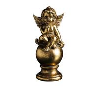CHEHOMA Decorative Statuette Angel Blowing A Kiss, Gold Patinated Finish, 17.5 x 8 x 7.5 cm, Polyresin
