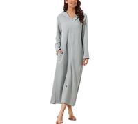cheibear Women Long Sleeve Cardigan Knit Zip Up with Pockets | Hooded Robe Housecoat, Full length, Casual, Soft, Warm, Plus Size for Maternity Pregnancy & Postpartum