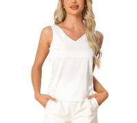 cheibear Womens Casual Silky Satin V Neck Sleeveless Tank Top | Soft, lightweight feel. Seamless neckline for smooth layering. Great for lounging, sleep, or daily wear