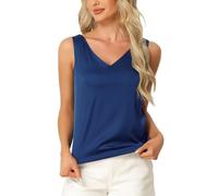 cheibear Womens Casual Silky Satin V Neck Sleeveless Tank Top | Soft, lightweight feel. Seamless neckline for smooth layering. Great for lounging, sleep, or daily wear