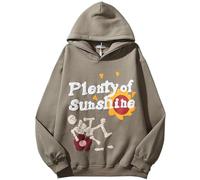 CheJooe Gothic Men's Loose Pattern Hoodie Lost In Space Skull Graffiti Letter Print Hip hop Jumper Pullover Hooded Sweatshirt Long Sleeve Casual Halloween Hip Hop Street Coat (Color : PLENTY OF SUNSH