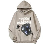 CheJooe Gothic Men's Loose Pattern Hoodie Lost In Space Skull Graffiti Letter Print Hip hop Jumper Pullover Hooded Sweatshirt Long Sleeve Casual Halloween Hip Hop Street Coat (Color : SPACE MADNESS,