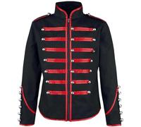 CheJooe Men's Military Marching Band Jacket, Men's Drummer Music Festival Parade Jacket Festivals Halloween Themed Parties Goth Punk Coat Cosplay Costumes(Red,Large)