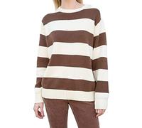 CheJooe Women's Y2K Striped Sweater Vintage Knit Jumpers Oversized Long Sleeve Pullover Tops Preppy Style Knitwear 90S E-Girl Aesthetics Streetwear Winter (Color : Brown White, Size : M)