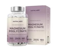 Chelated Magnesium Bisglycinate 2505mg per Daily Dose (Elemental 300 mg) - Unbuffered High Strength Magnesium Supplements for Women and Men -180 Capsules - Vegan