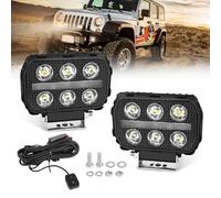 Chelhead 4.5 Inch LED Pod Lights with Switch Wiring Harness Kit Spot Beam Driving Lights with Strobe & Sequential Flowing Modes DRL Compatible with Trucks Car Motorcycle ATV UTV Jeep Wrangler, Pair