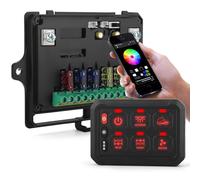 Chelhead 6 Gang Bluetooth Remote Switch Panel RGB Backlit Dimmable Strobe Multi-Function Auxiliary Switch Panel with APP Control Waterproof IP65, Compatible with Truck Boat SUV RV Trailer Marine ATV