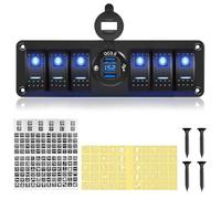 Chelhead 6 Gang Boat Switch Panel Waterproof Quick Charge 3.0 Dual USB Charger 12V Car Light Bar Rocker Switch Panel with Pre-Wired and Voltmeter Compatible with UTV ATV SUV RV Car