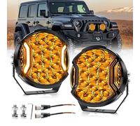 Chelhead 7Inch Amber Led Spot Light 4x4 Amber DRL With Side Shooter & DT Connector Waterproof IP68 226W Round Led Off Road Lights Compatible with 9-36V Vehicle Car Offroad ATV UTV SUV Boat Truck, Pair
