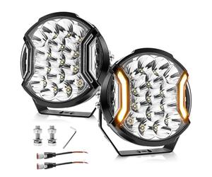Chelhead 7Inch Side Shooter LED Spot Light with Amber DRL 226W Spot Beam Round Led Off Road Work Lights 26800LM DT Connector Compatible with 12V-24V 4x4 ATV Car Truck Spotlights, Pair