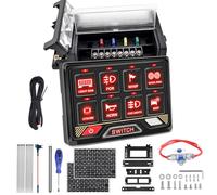 Chelhead 8 Gang 12V/24V Switch Panel: RGB Acc Battery Control Toggle Momentary Pulsed Switch for Led Light Bar Pods Compatible with Truck Offroad UTV ATV Car Marine