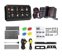 Chelhead 8 Gang Switch Panel with Relay Box and Fuse Multi-Function RGB Marine Switch Panel Waterproof 5 Level Brightness 3 Silicone Buttons Compatible with Camper RV ATV SUV UTV Truck Car