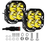 Chelhead Auxiliary Driving LED Pods Ditch Light 5Inch 10000LM Yellow/Amber Hyper Spot Beam Cube Offroad LED Pod Lights with DT Connector Waterproof IP68 Compatible with SUV ATV UTV Truck RVs,Pair