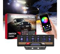 Chelhead RGB 6 Gang Switch Panel with APP Control, Universal Circuit Control Relay System, Multi-Function Bluetooth Remote Switch Panel, Compatible with Truck Boat SUV RV Trailer Marine ATV