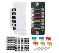 Chelhead Single Row 6-Way Fuse Blocks 12 Volt Marine with Waterproof Cover 6 Circuits with Negative Bus Blade Automotive Fuse Panel Compatible with 12V/24V Car RV Truck Boat Trailer Off-Road