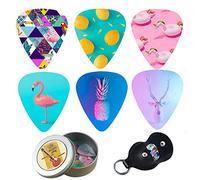 Cheliz Guitar Picks - 12 Medium Gauge Celluloid Guitar Picks In a Box W/Picks Holder. Unique Guitar Gift For Bass, Electric & Acoustic Guitars (Web Sensation)