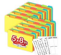 Chell 5x8 Plastic Index Card Dividers, Heavyweight Poly Index Card Guides A-Z for Flash Cards and Recipe Cards, with Alphabetical/Blank Stickers, Pack of 50