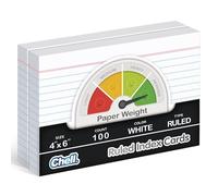 Chell Extra Heavyweight Ruled Index Cards 4x6 Inch, Made of Thick Paper, 100 Count, Ruled Front and Blank Back, 85 lb. Cover Weight, White