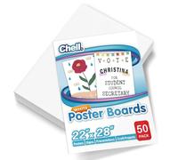Chell Large Size 22" x 28" White Poster Board Heavyweight, for School Craft Project, 85 lb. Cover Weight, 50 Count