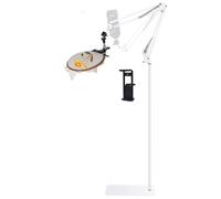 Cheloment Adjustable Embroidery Hoops Stand for Hand Work, Cross Stitch Frame with 360° Rotation, 3-in-1 Hoop/Tablet/Phone Holder Floor Stand, White