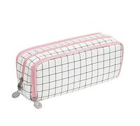 Chelory Big Capacity Pencil Case Large Pencil Pen Bag Pouch 3 Compartment High Storage Pencil Cases for Girls Boys School Office Organizer Makeup Bag Men Women Adults Gifts (Plaid White)