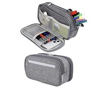 Chelory Large Capacity Pencil Case Big Pencil Cases Bag for Boys Girls Teens High Storage Pencil Pen Pouch Holder School Student Office Desk Stationery Organiser Supplies Makeup Bag Adults, Grey
