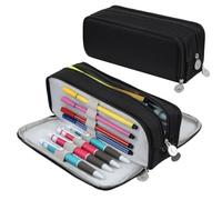 Chelory Pencil Case Large Capacity Pencil Cases Big Storage Pencil Pen Bag for Boys Girls School College Office School Stationary Organizer Travel Makeup Bag Men Women, Black