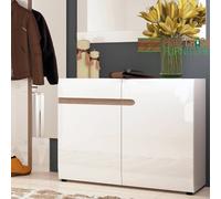 CHELSEA 1 DRAWER 2 DOOR 109.5CM SIDEBOARD BUFFET UNIT WHITE GLOSS & TRUFFLE OAK