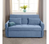 Seconique Chelsea Sofa Bed Metal Pull Out In Blue Fabric With Cushions